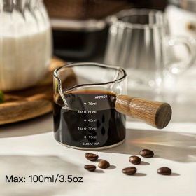 1pc Double Spout Measuring Cup With Wooden Handle