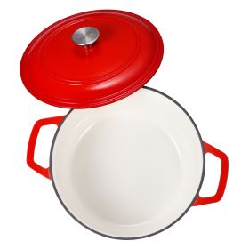 Enameled Cast Iron Dutch Oven, 6 Quart Pot with Lid and Dual Handles, Heavy-Duty Durable Cookware Pan, Oven Induction Compatible up to 500Fahrenheit,