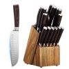 Kitchen Knife Set with Block and Sharpener, 15 Piece High Carbon Stainless Steel Knife Set, Rust-Resistant Kitchen Cutlery with Ergonomic Handle, Sha