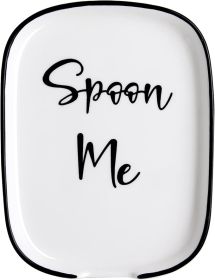 Ceramic Spoon Rest for Stove Top, Large Spoon Holder for Kitchen Counter, White Coffee Spoon Rest, Heat-Resistant Cooking Utensil Rest