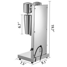 Milkshake Maker Kit, Stainless Steel Electric Milkshake Maker, 180W Milkshake Machine, Double Head Classic Milkshake Maker With 800ml Cup, Silver (Option: silver)