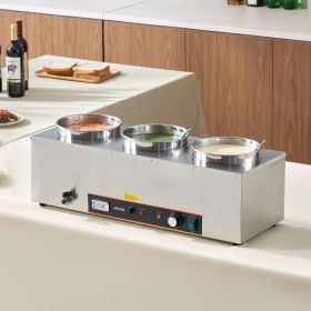 Commercial Soup Warmer Soup Station With 3*6.34Qt Pot Soup Kettle Warmer (Option: silver)